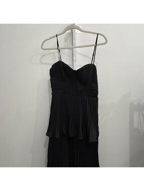 Lulus Black Pleated Tiered Spaghetti Strap